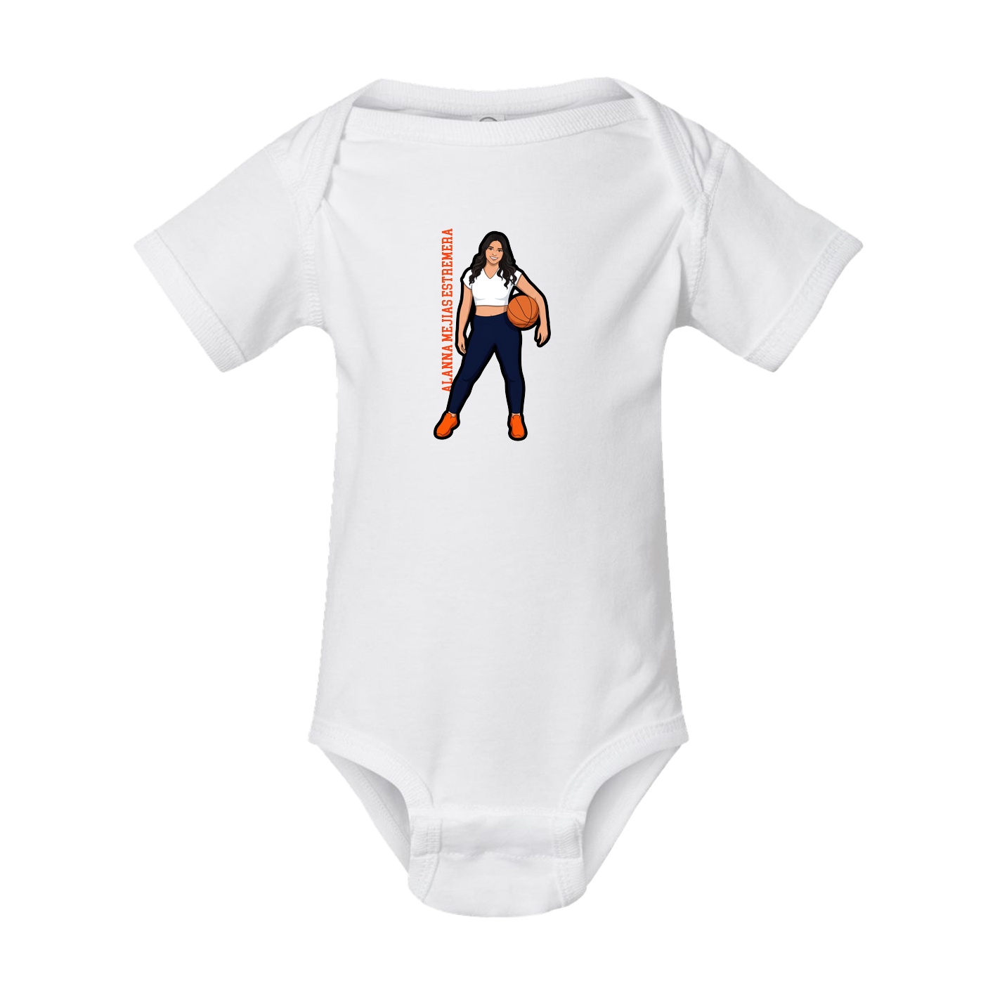 Baby Onesie — Name Vertical in White