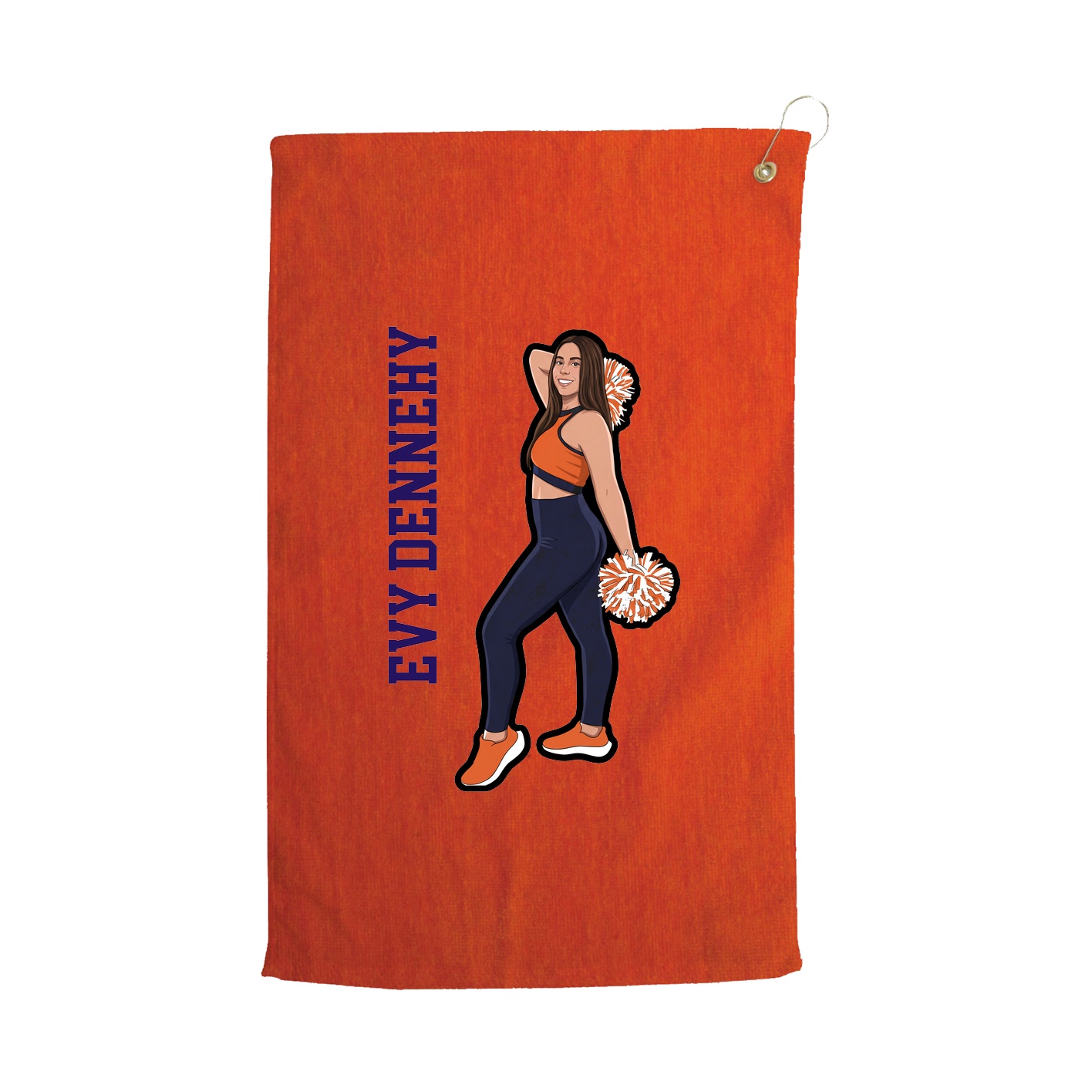 Golf Towel — Name Vertical in Orange