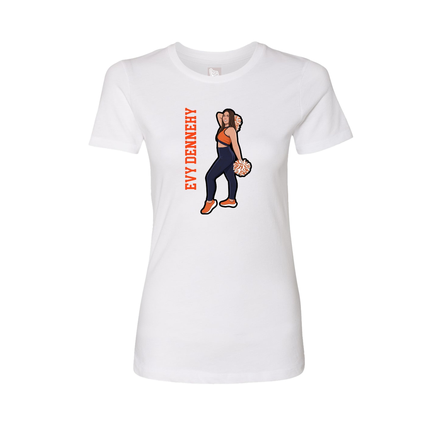 Fitted Women's Tee — Name Vertical in White