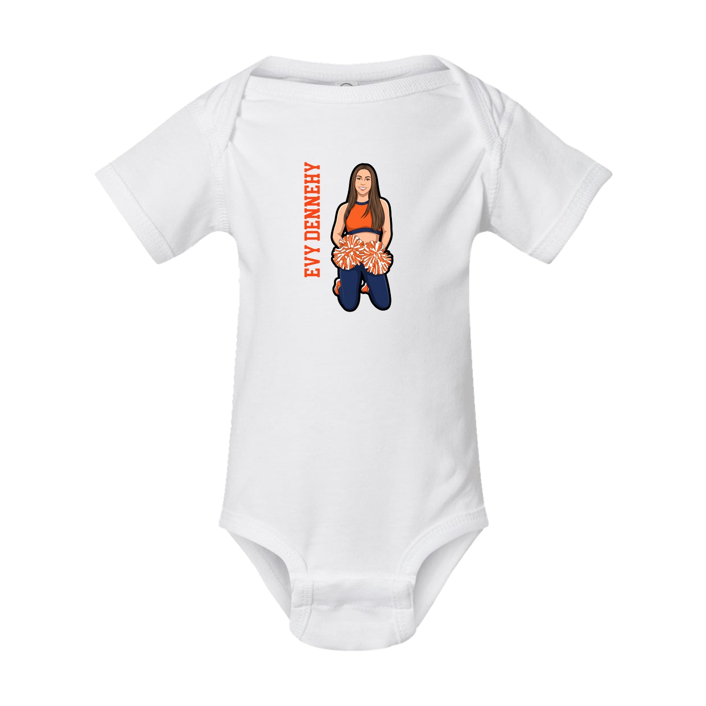 Baby Onesie — Name Vertical in White