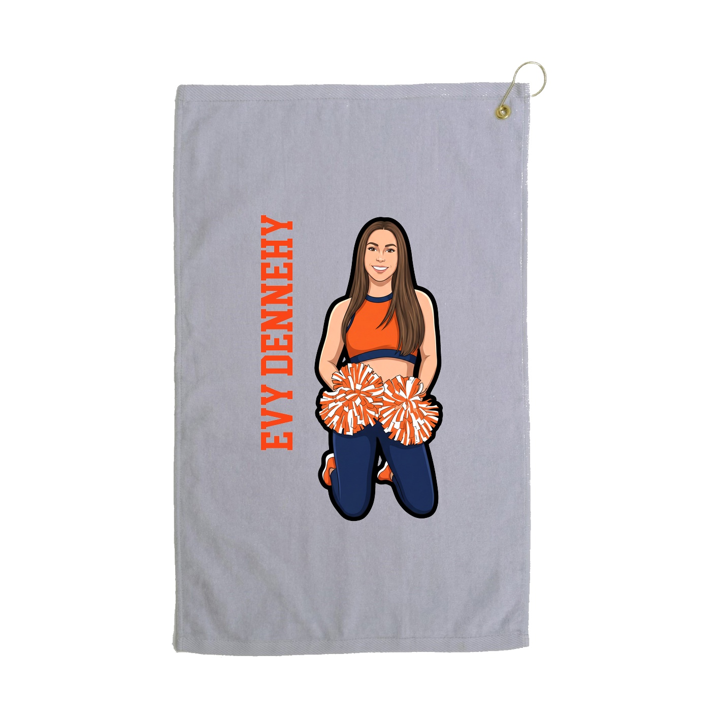 Golf Towel — Name Vertical in Grey