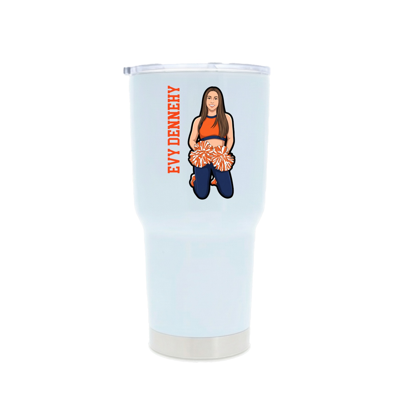 30oz Stainless Steel Tumbler — Name Vertical in White