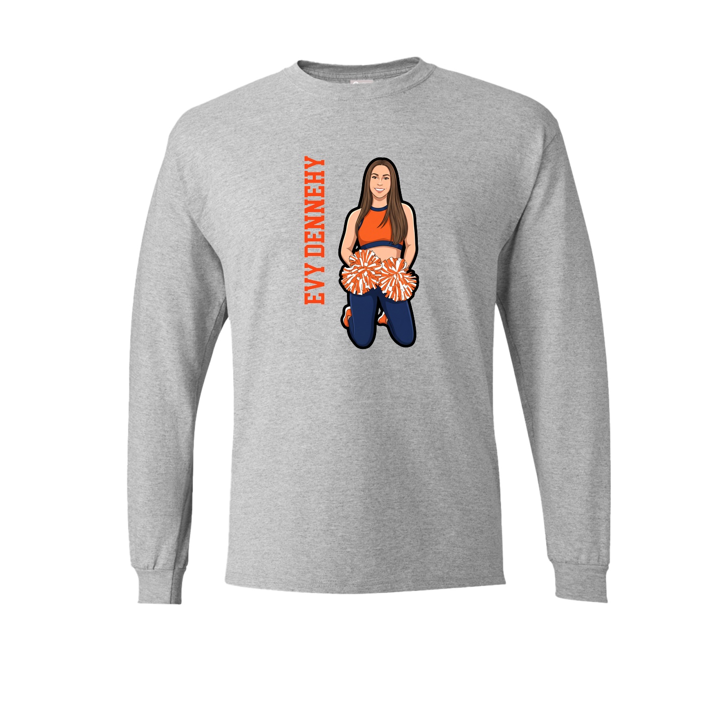 Long Sleeve Tee — Name Vertical in Grey
