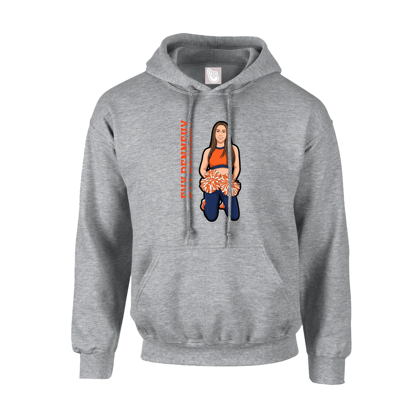 Hoodie — Name Vertical in Grey