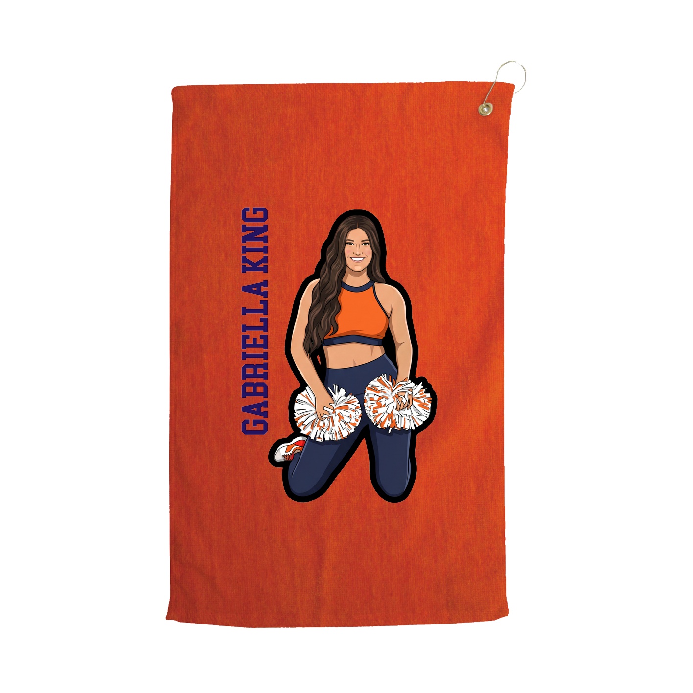 Golf Towel — Name Vertical in Orange