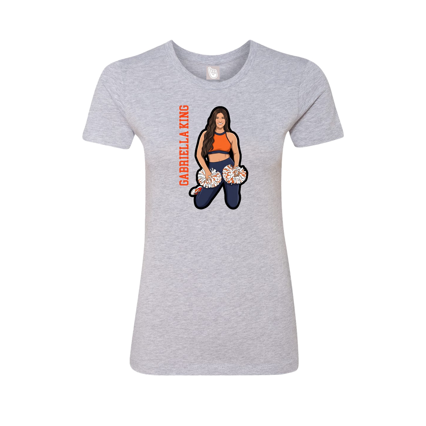 Fitted Women's Tee — Name Vertical in Grey
