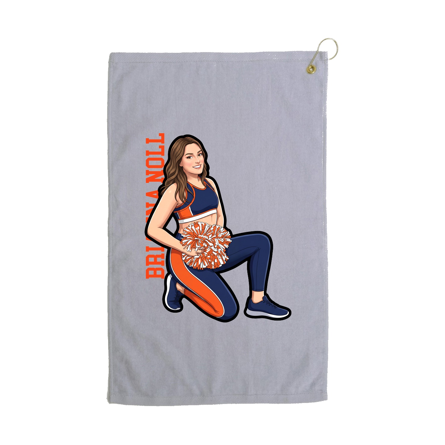Golf Towel — Name Vertical in Grey