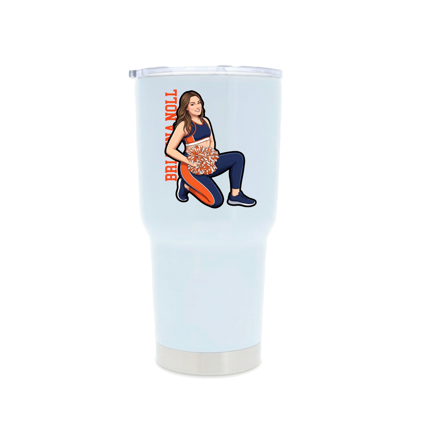 30oz Stainless Steel Tumbler — Name Vertical in White