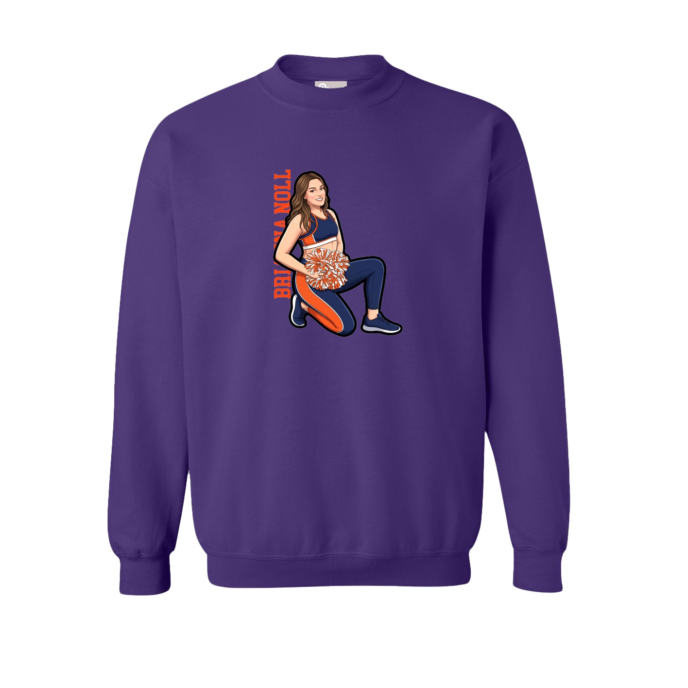 Fleece Crew — Name Vertical in Purple