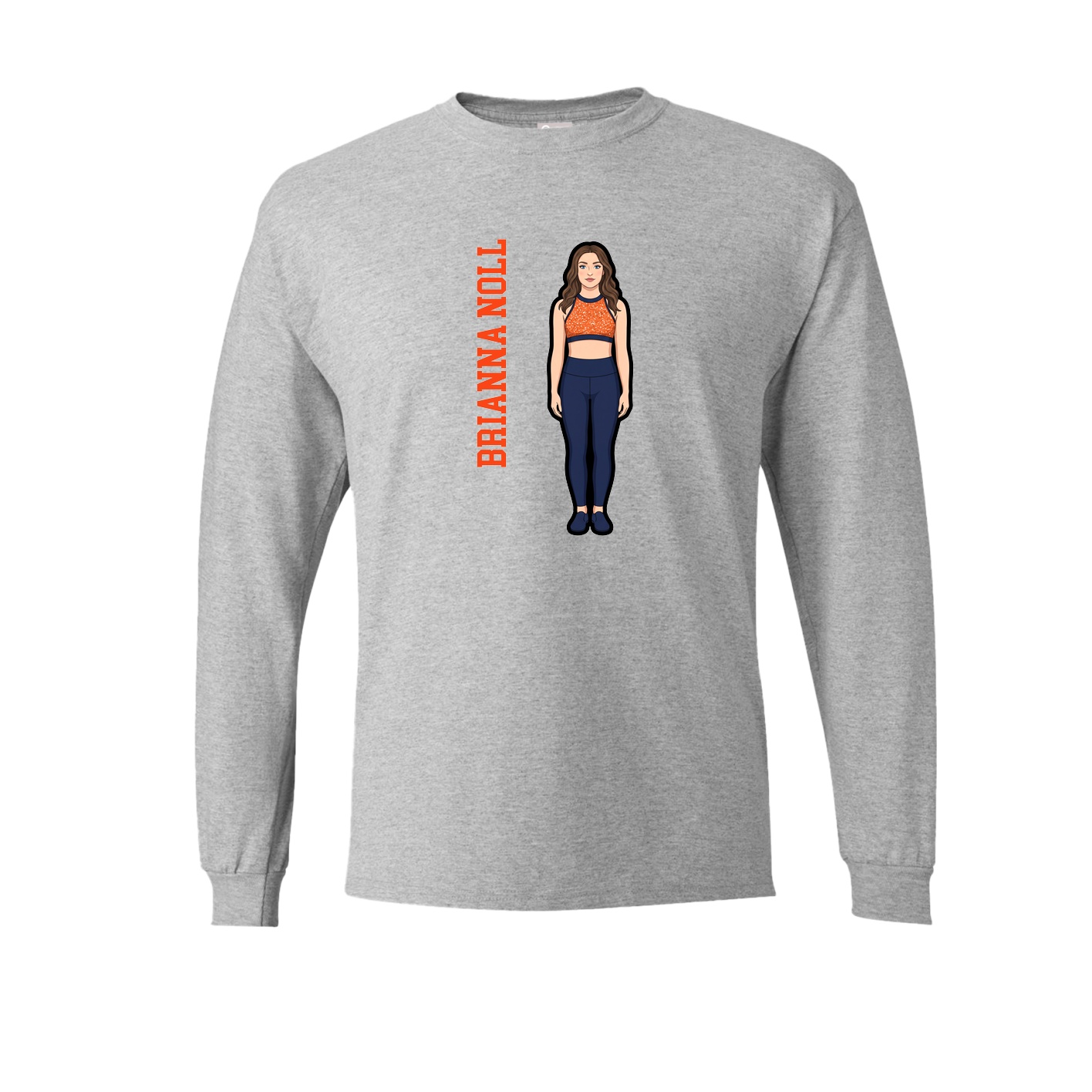 Long Sleeve Tee — Name Vertical in Grey