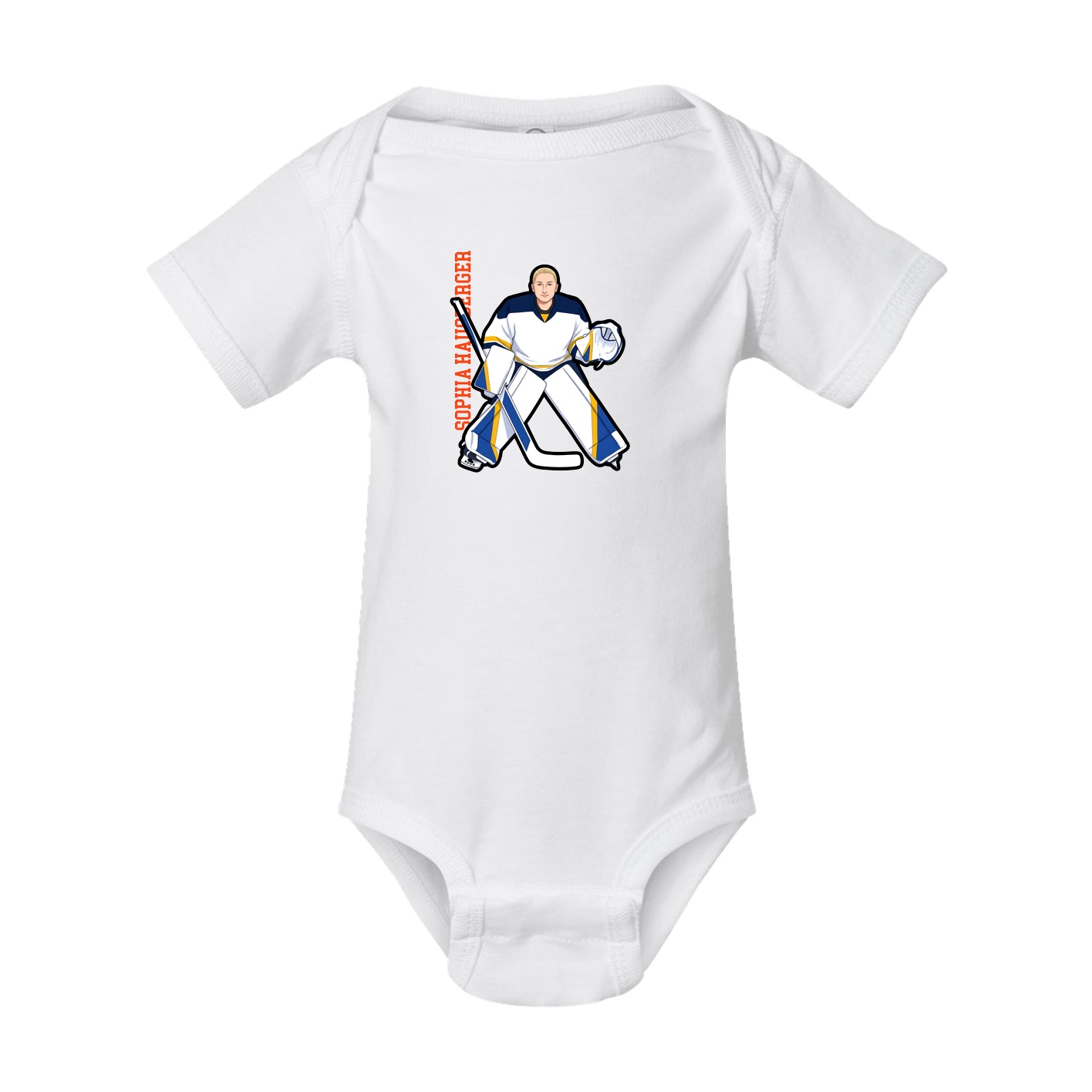 Baby Onesie — Name Vertical in White