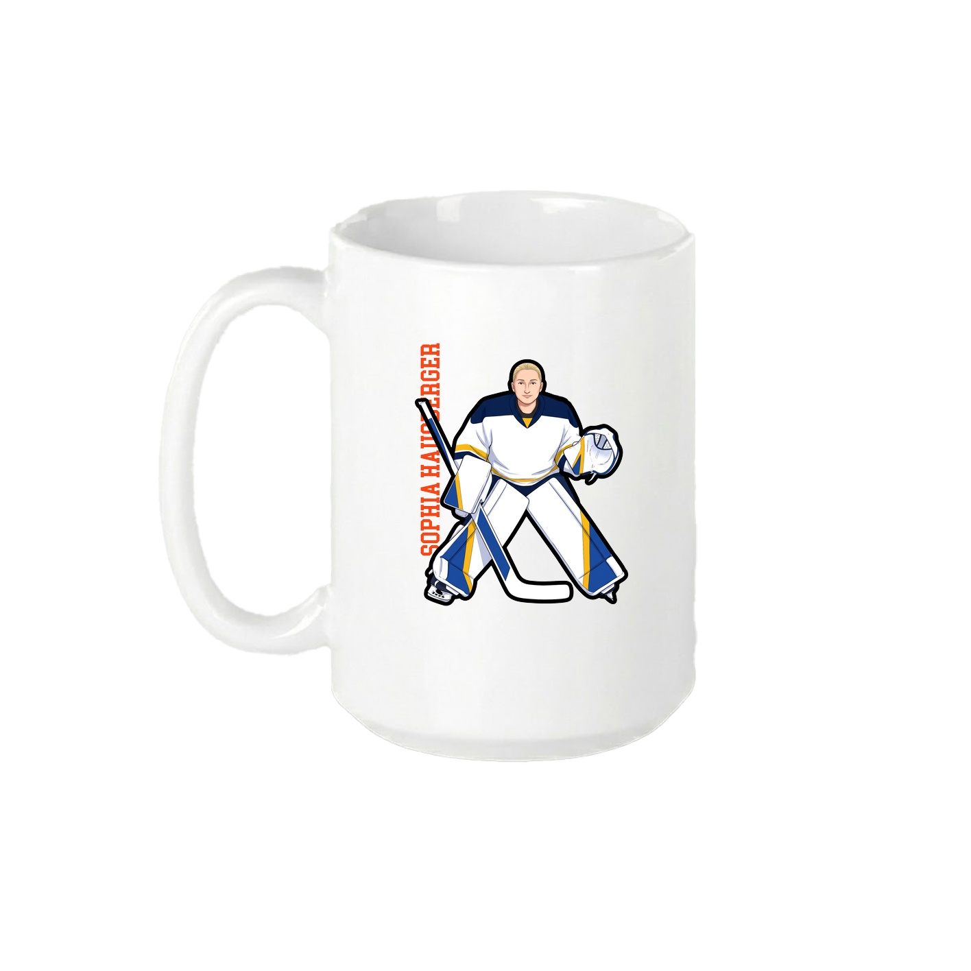 15oz Coffee Mug — Name Vertical in White