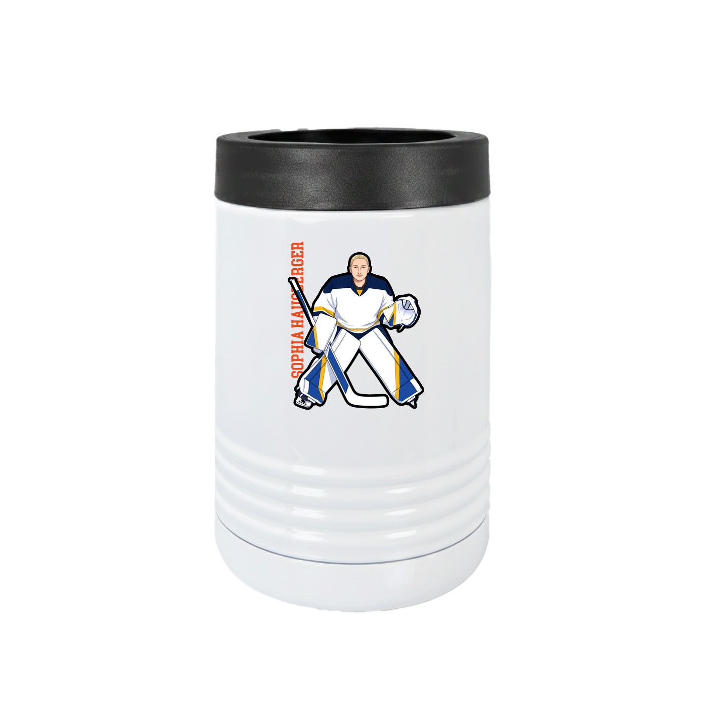 Beverage Holder — Name Vertical in White