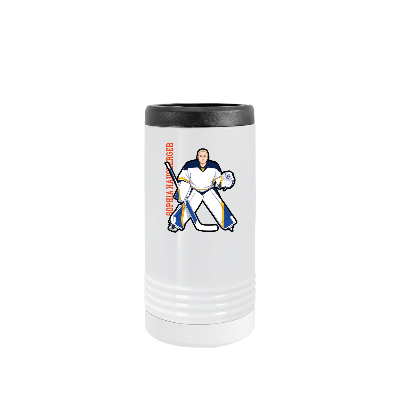 Slim Beverage Holder — Name Vertical in White