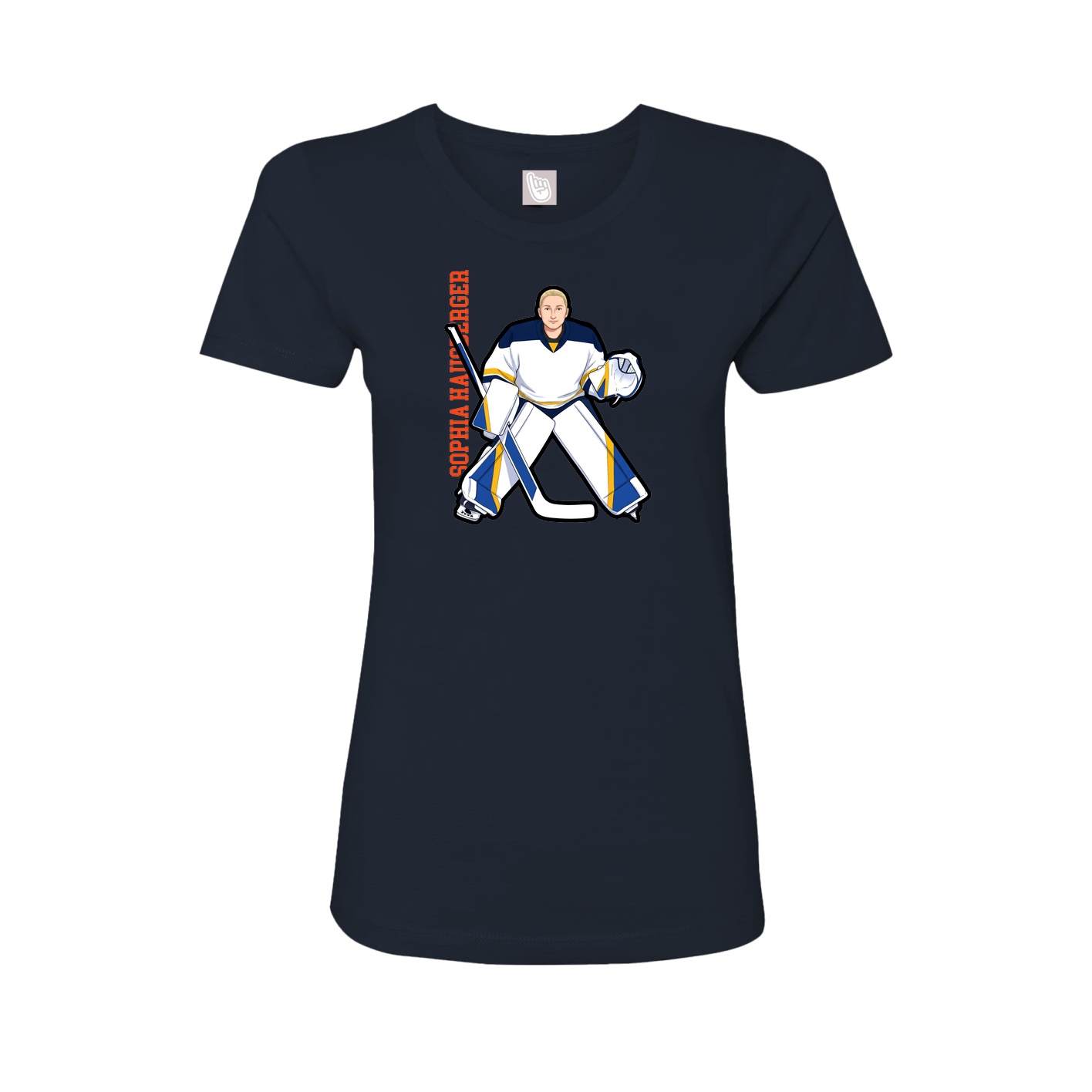 Fitted Women's Tee — Name Vertical in Navy