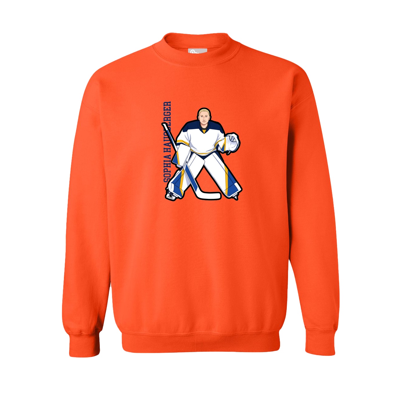 Fleece Crew — Name Vertical in Orange