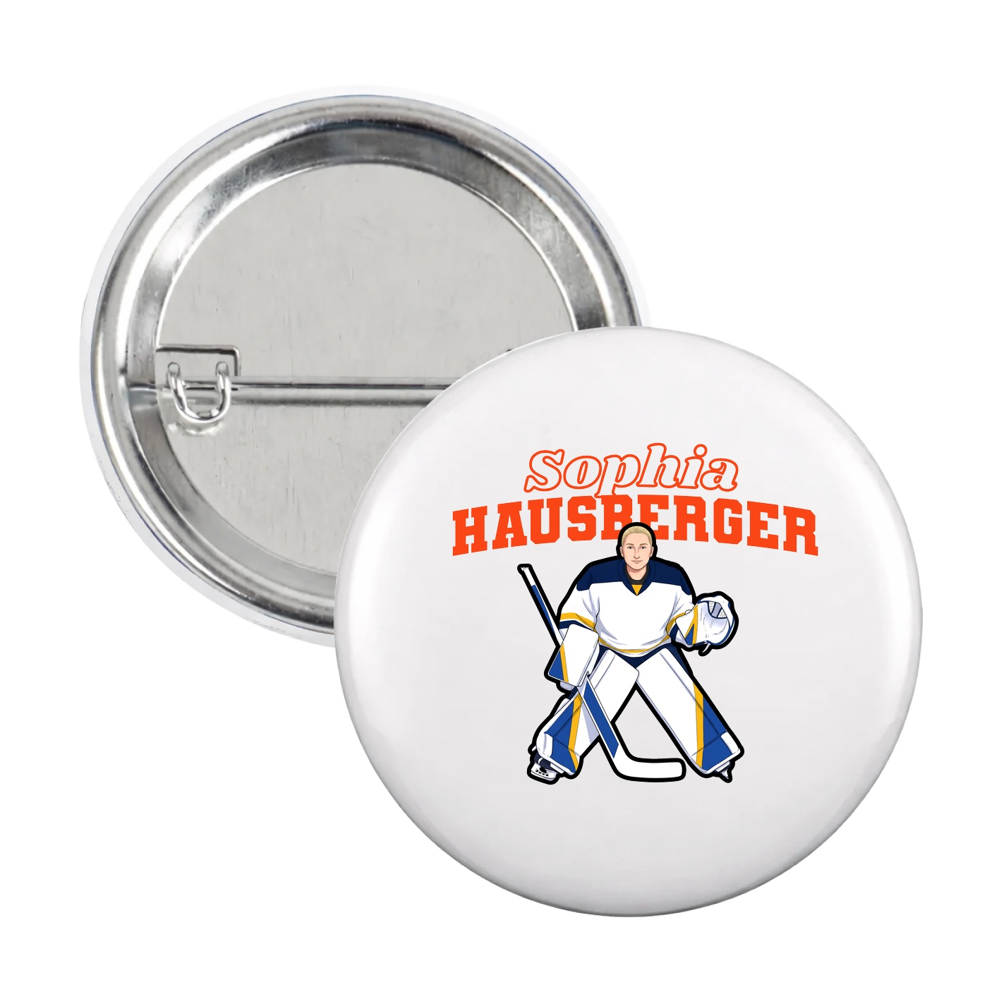 Game Day Button — Name Arch in White