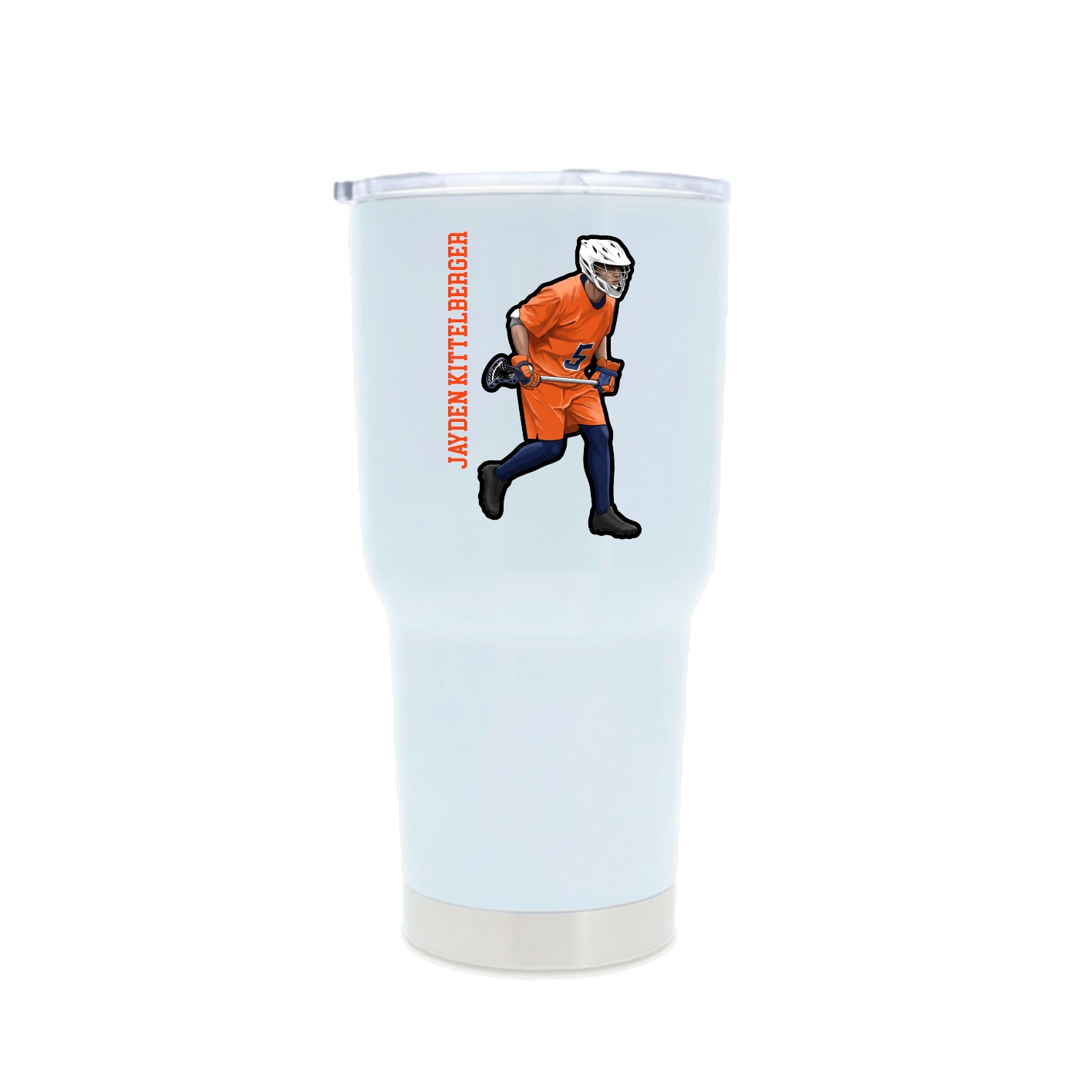 30oz Stainless Steel Tumbler — Name Vertical in White