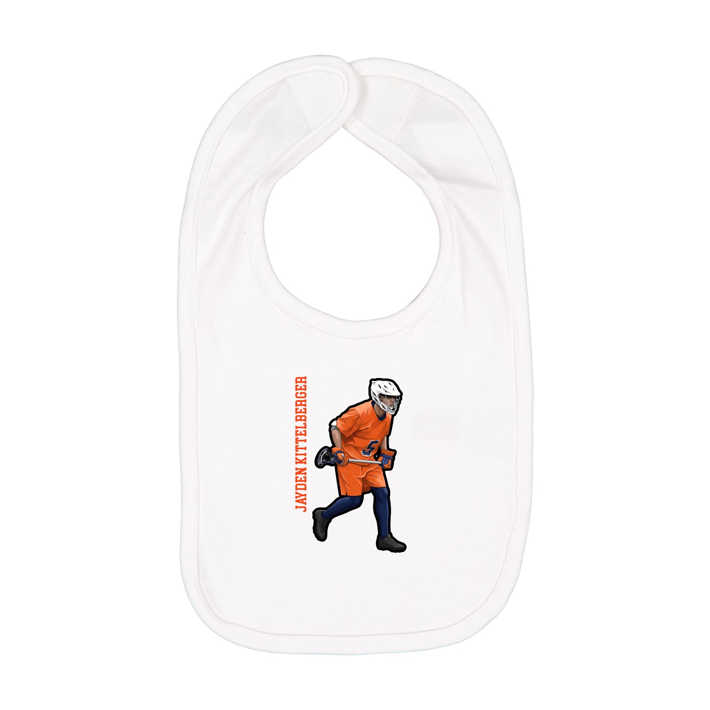 Infant Bib — Name Vertical in White