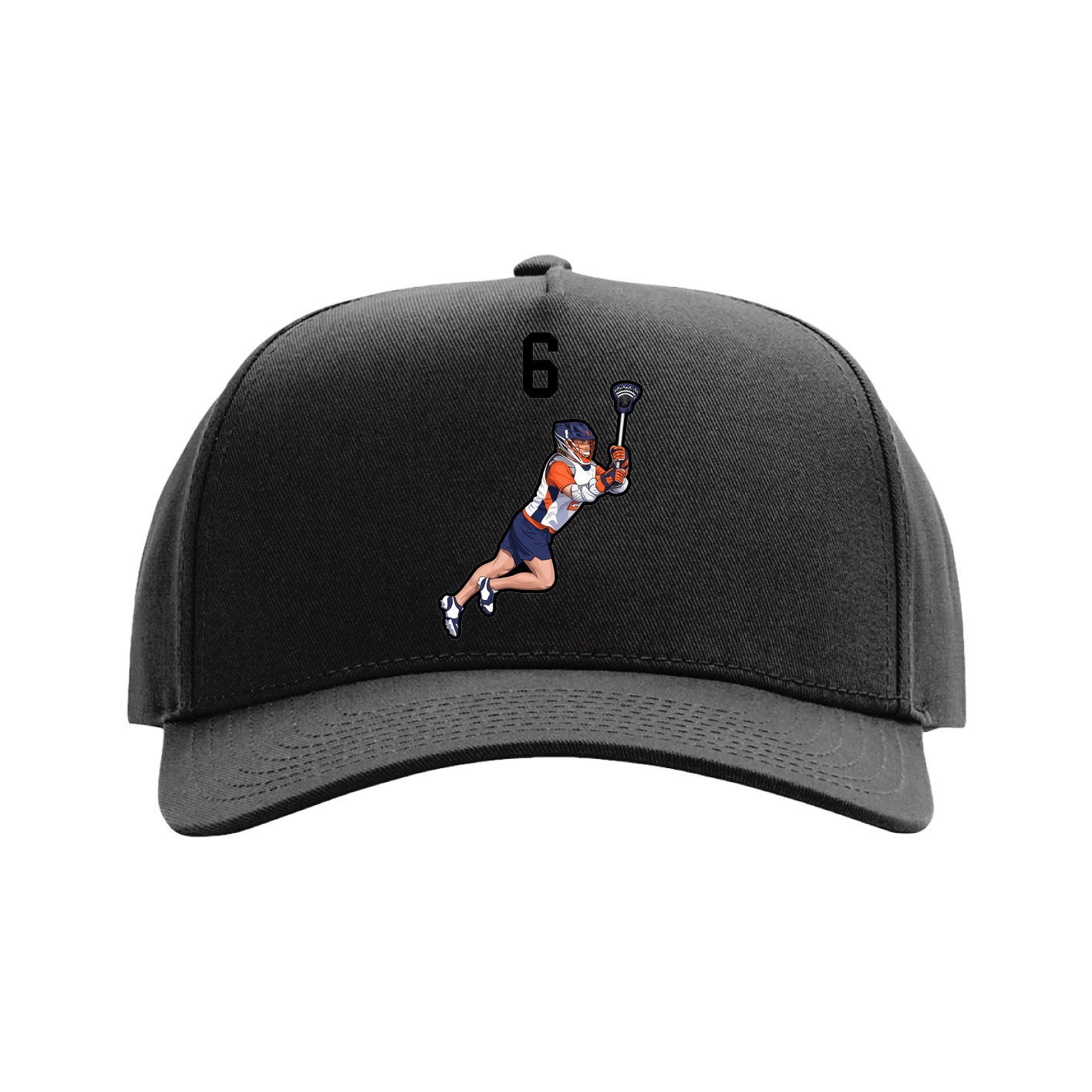 Full Fabric Five-Panel Champ Cap — Number Top in Black