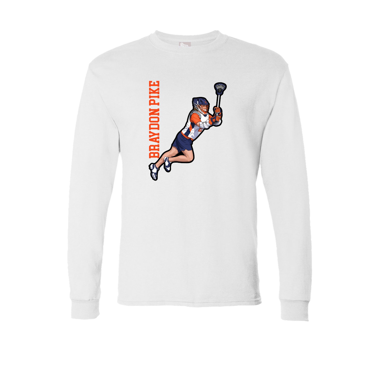 Long Sleeve Tee — Name Vertical in White