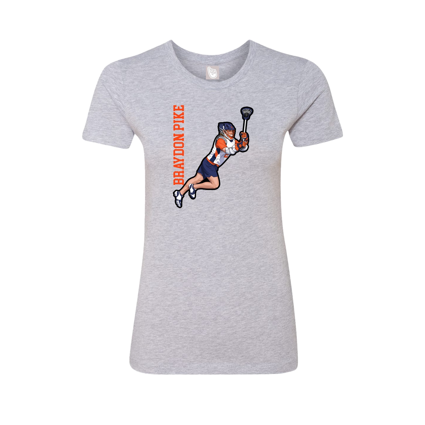 Fitted Women's Tee — Name Vertical in Grey