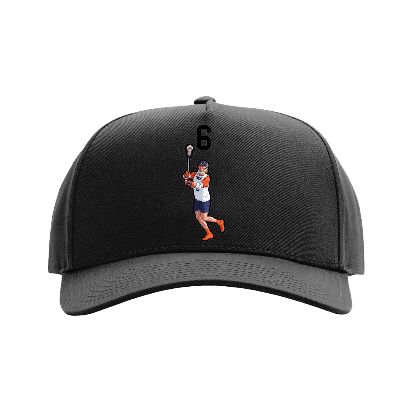 Full Fabric Five-Panel Champ Cap — Number Top in Black