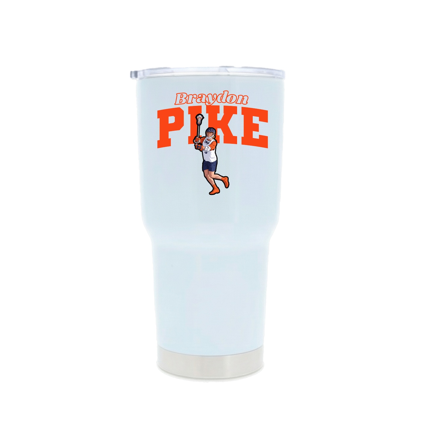 30oz Stainless Steel Tumbler — Name Arch in White