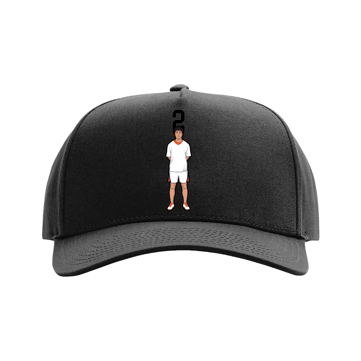 Full Fabric Five-Panel Champ Cap — Number Top in Black