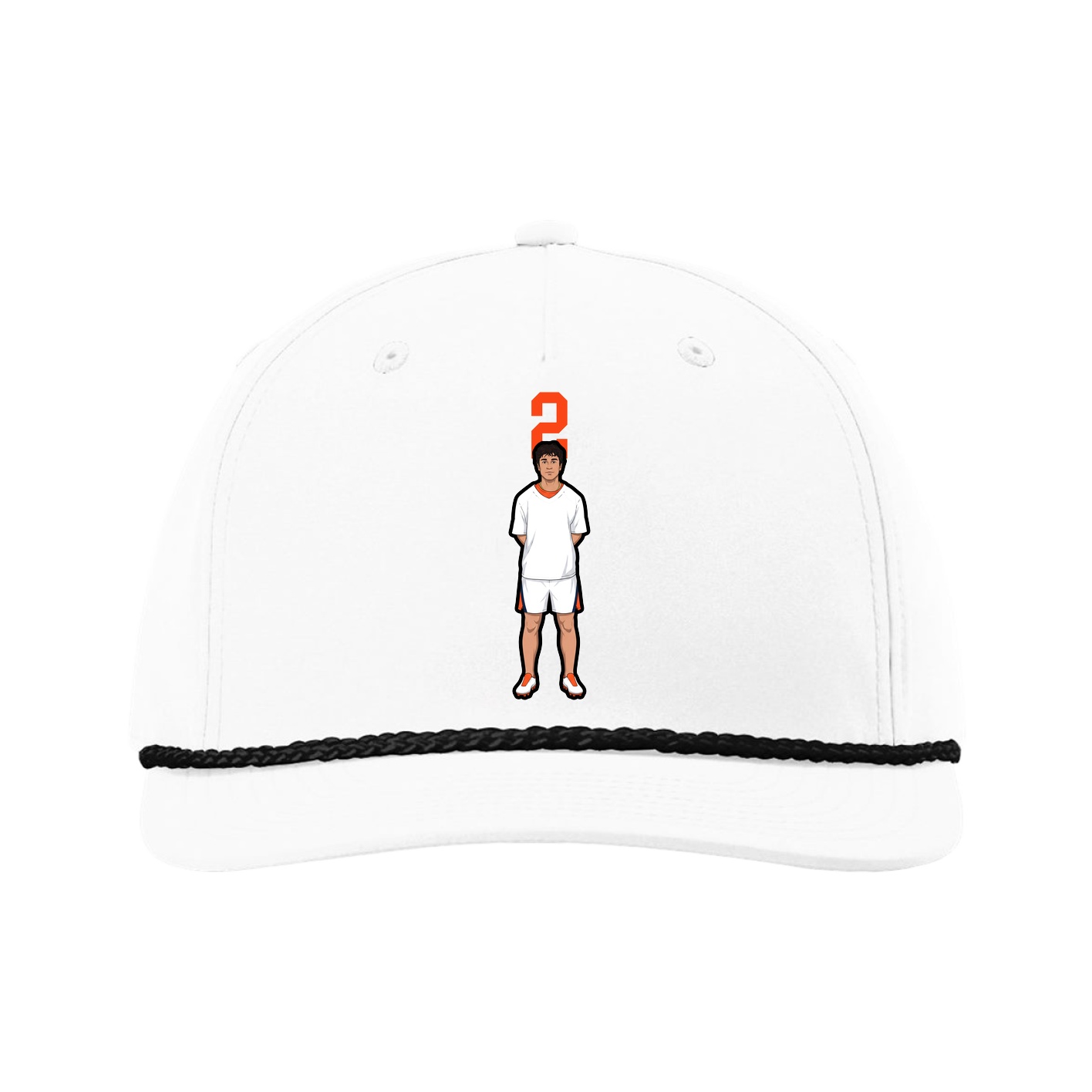 Five-Panel Classic Rope Cap — Number Top in White