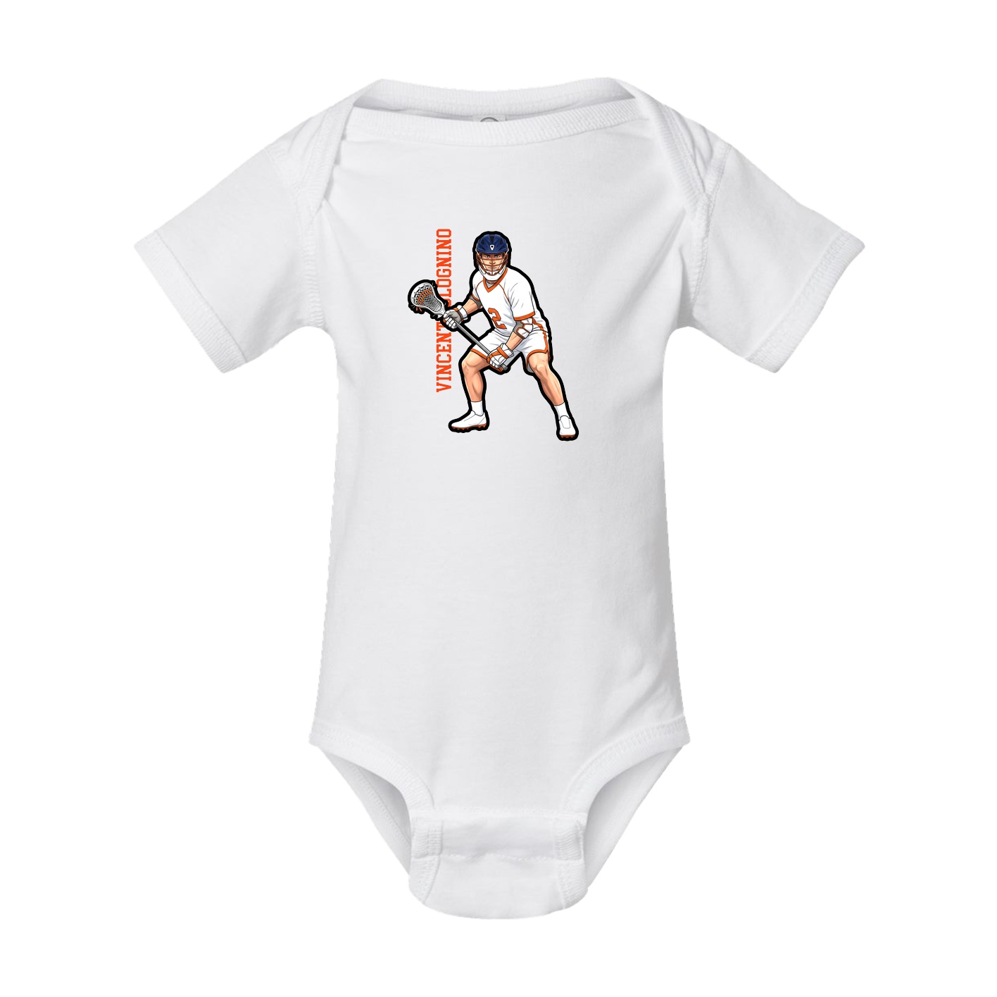 Baby Onesie — Name Vertical in White