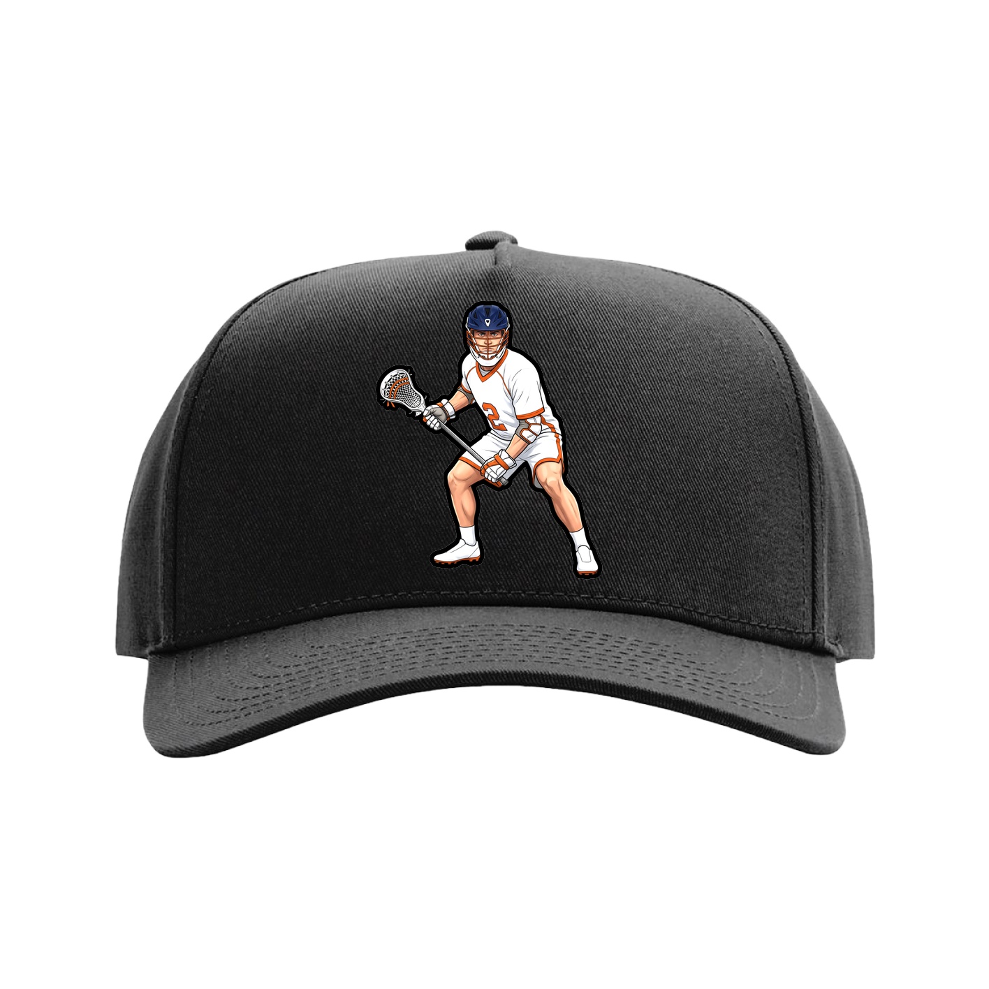 Full Fabric Five-Panel Champ Cap — Name Vertical in Black