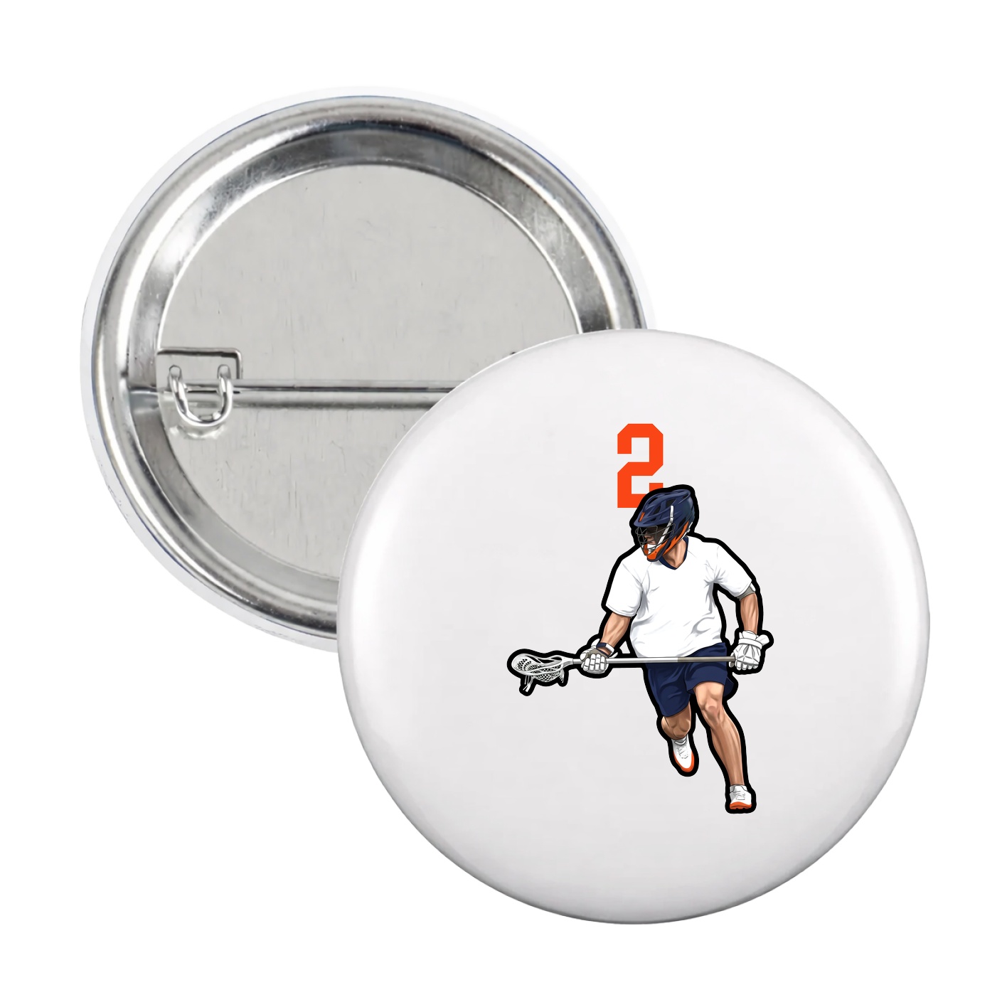 Game Day Button — Number Top in White