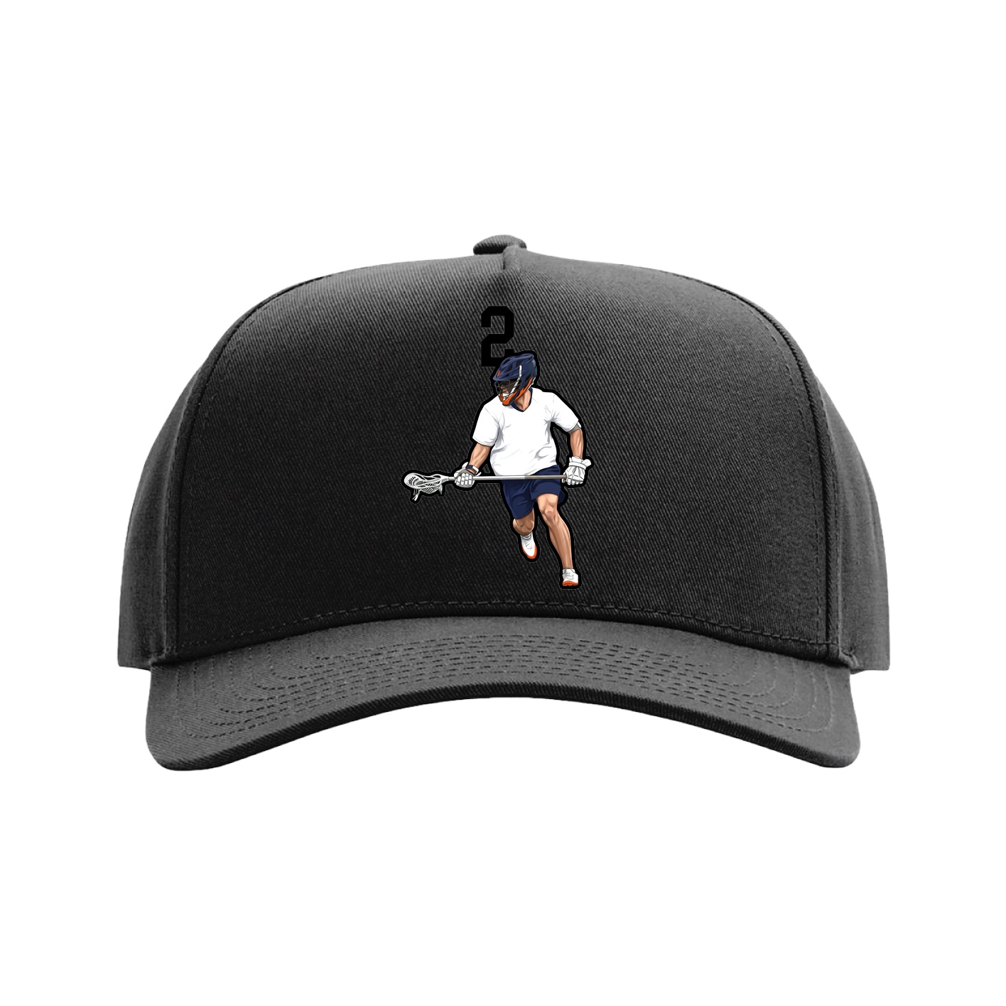 Full Fabric Five-Panel Champ Cap — Number Top in Black