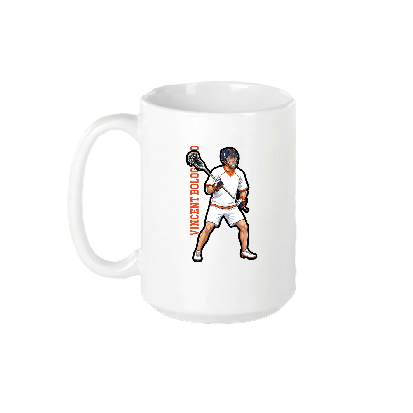 15oz Coffee Mug — Name Vertical in White