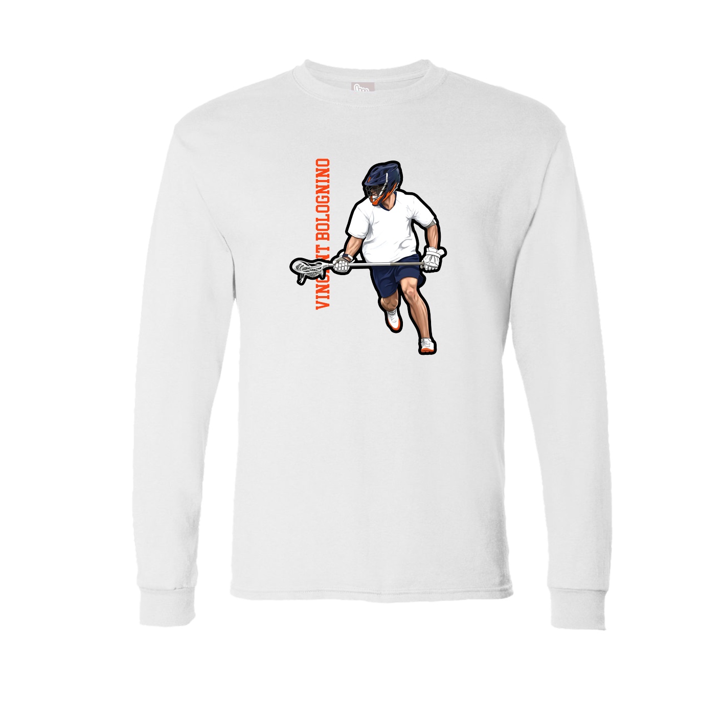Long Sleeve Tee — Name Vertical in White