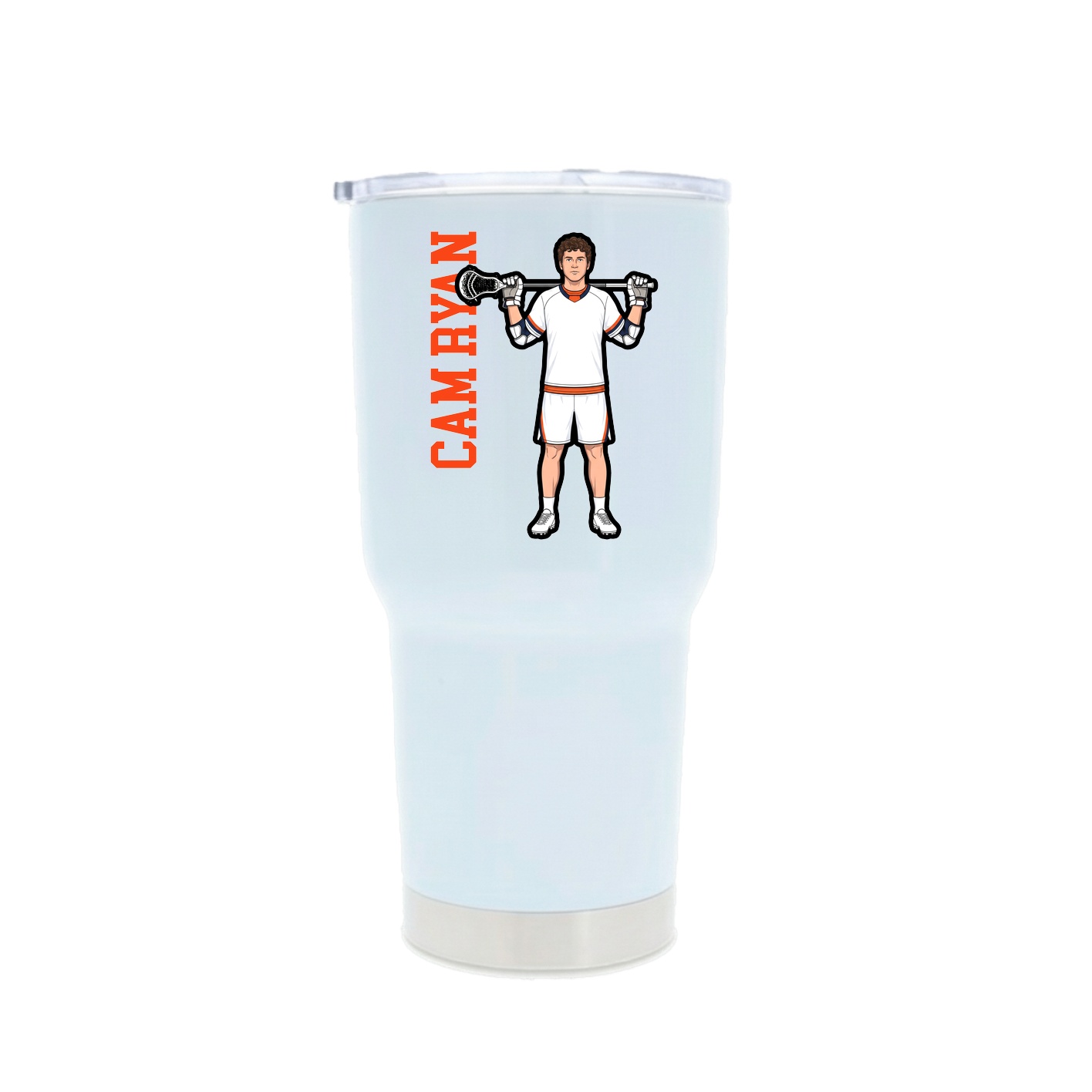 30oz Stainless Steel Tumbler — Name Vertical in White
