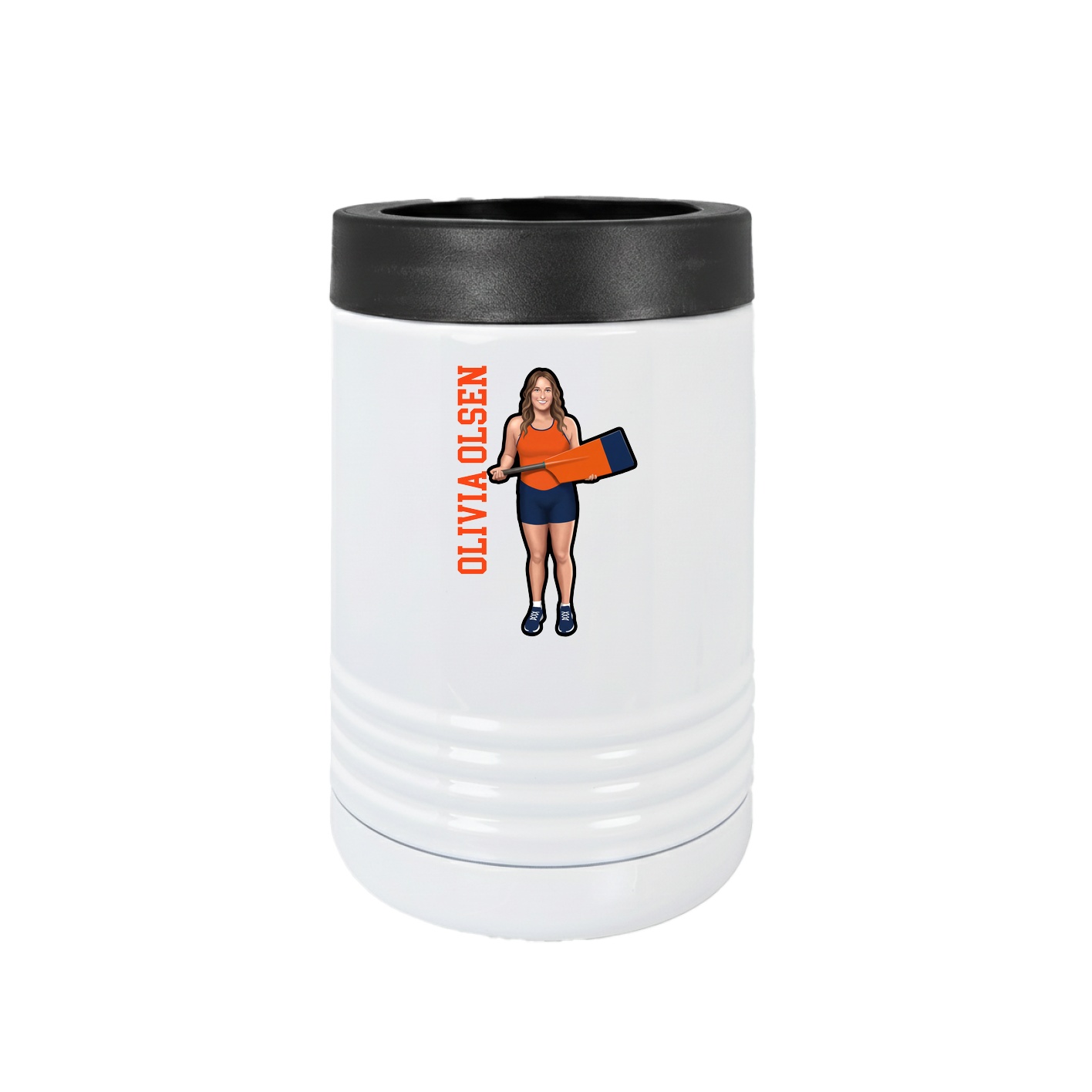Beverage Holder — Name Vertical in White