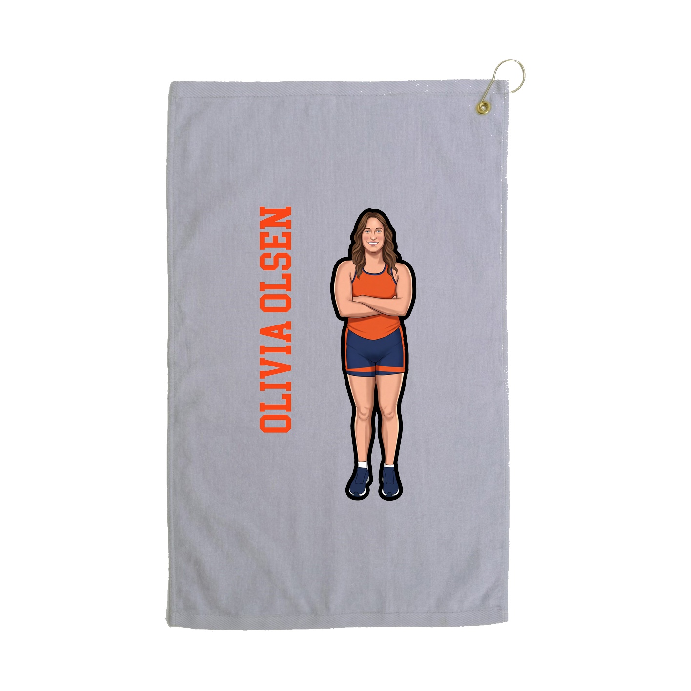 Golf Towel — Name Vertical in Grey