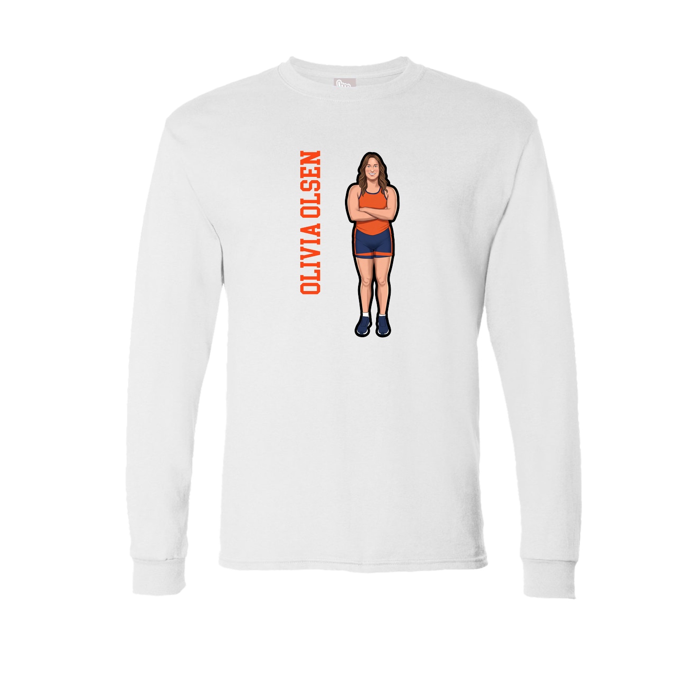 Long Sleeve Tee — Name Vertical in White