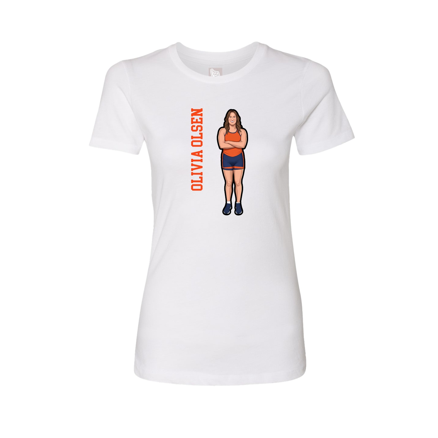 Fitted Women's Tee — Name Vertical in White