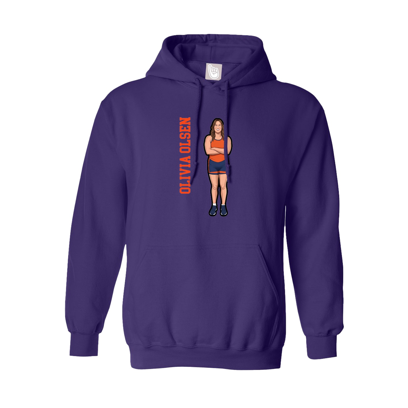 Hoodie — Name Vertical in Purple
