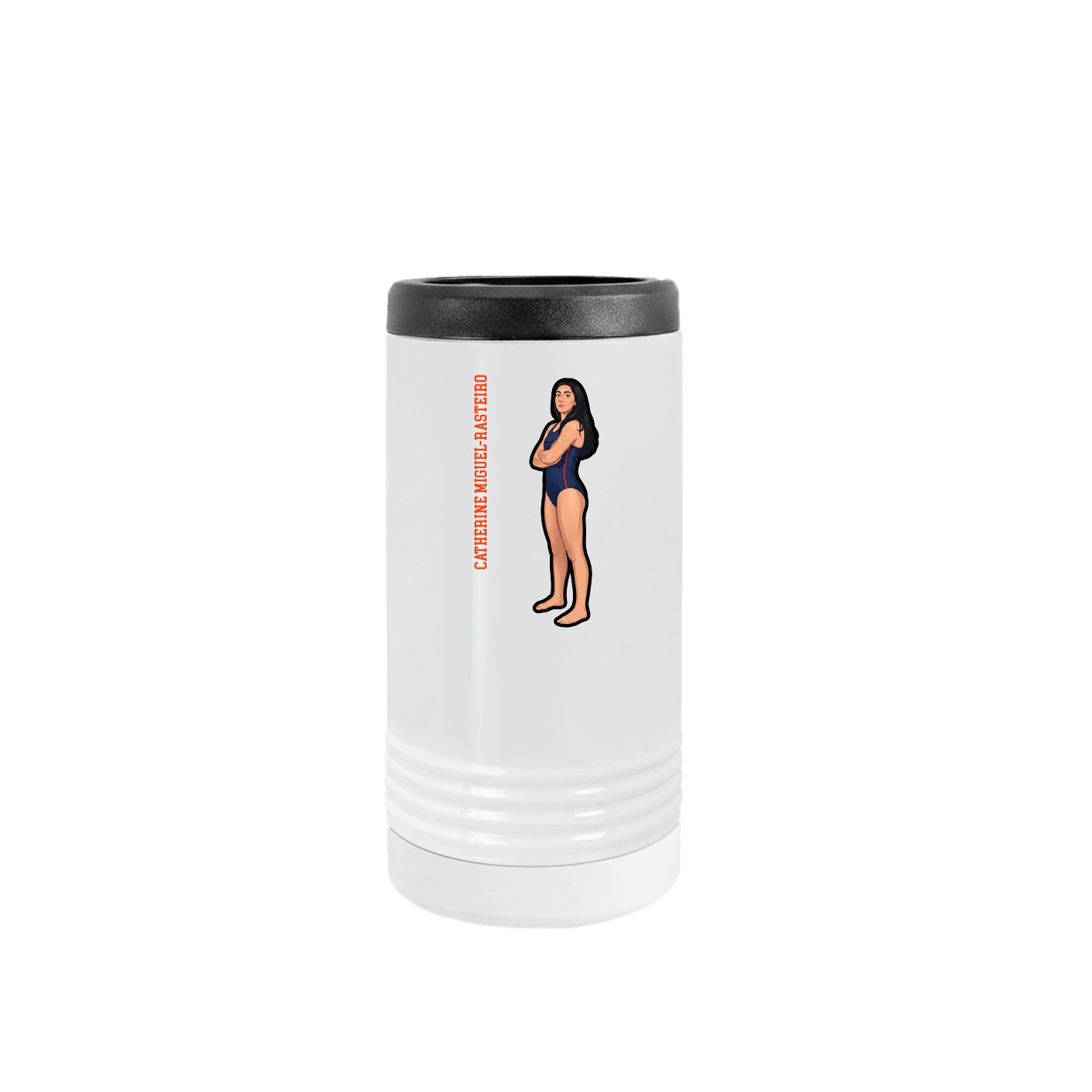 Slim Beverage Holder — Name Vertical in White