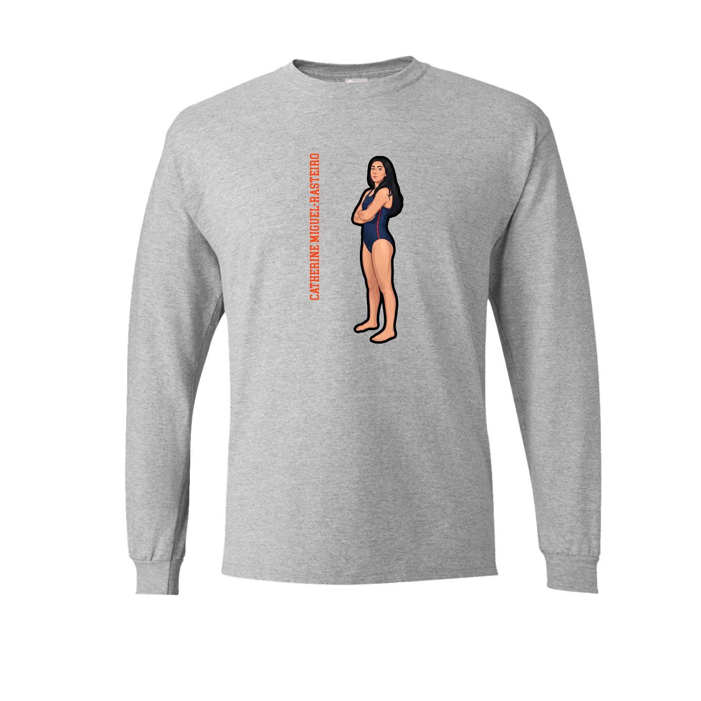Long Sleeve Tee — Name Vertical in Grey