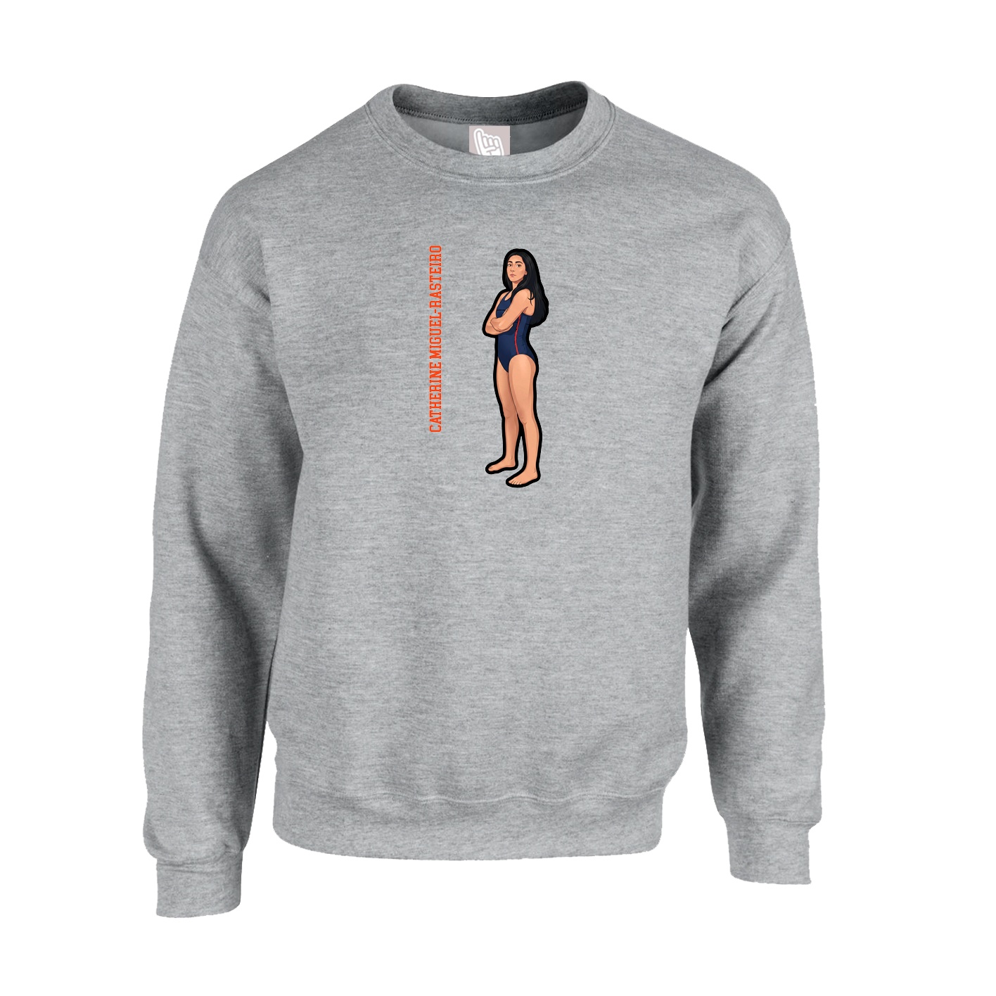 Fleece Crew — Name Vertical in Grey