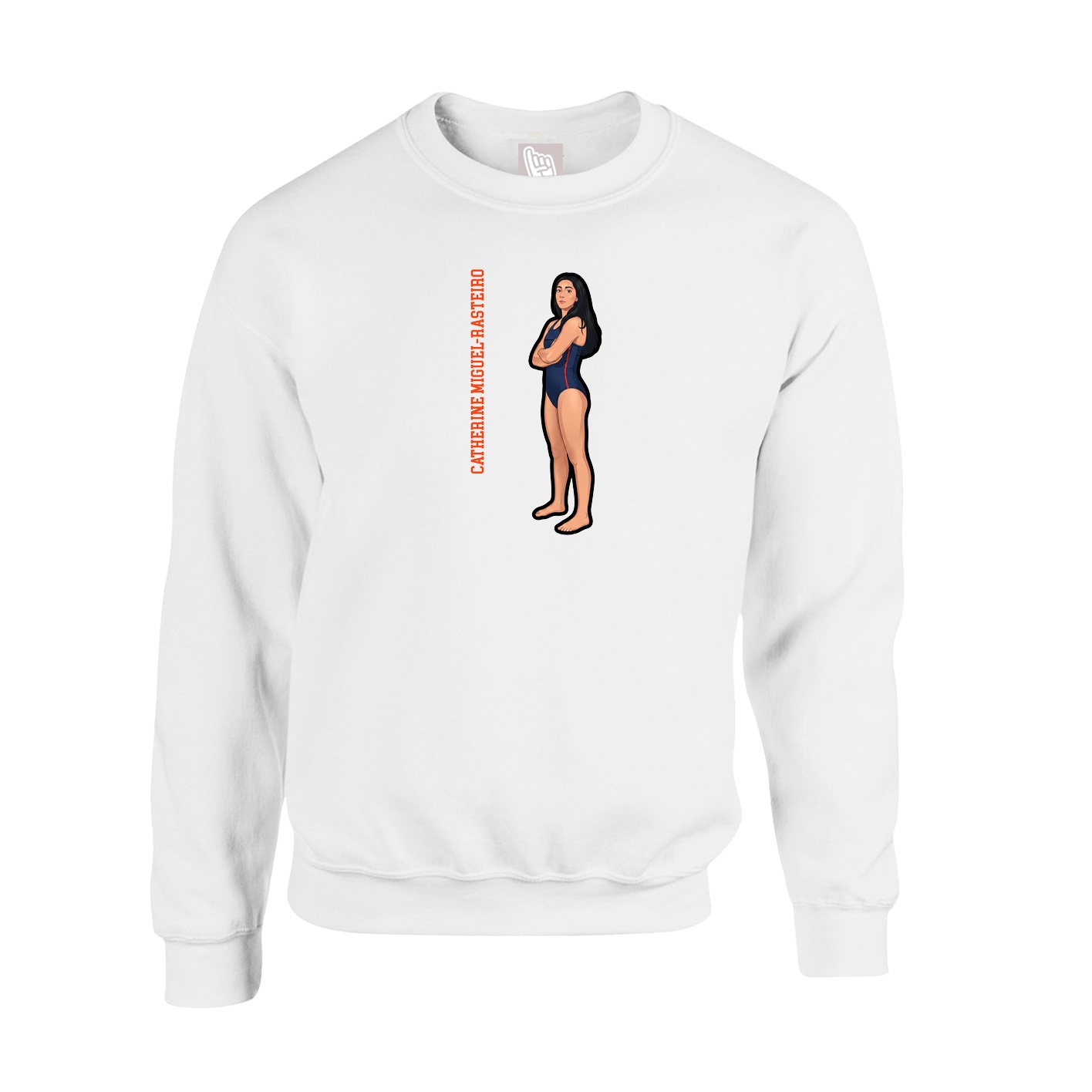 Fleece Crew — Name Vertical in White