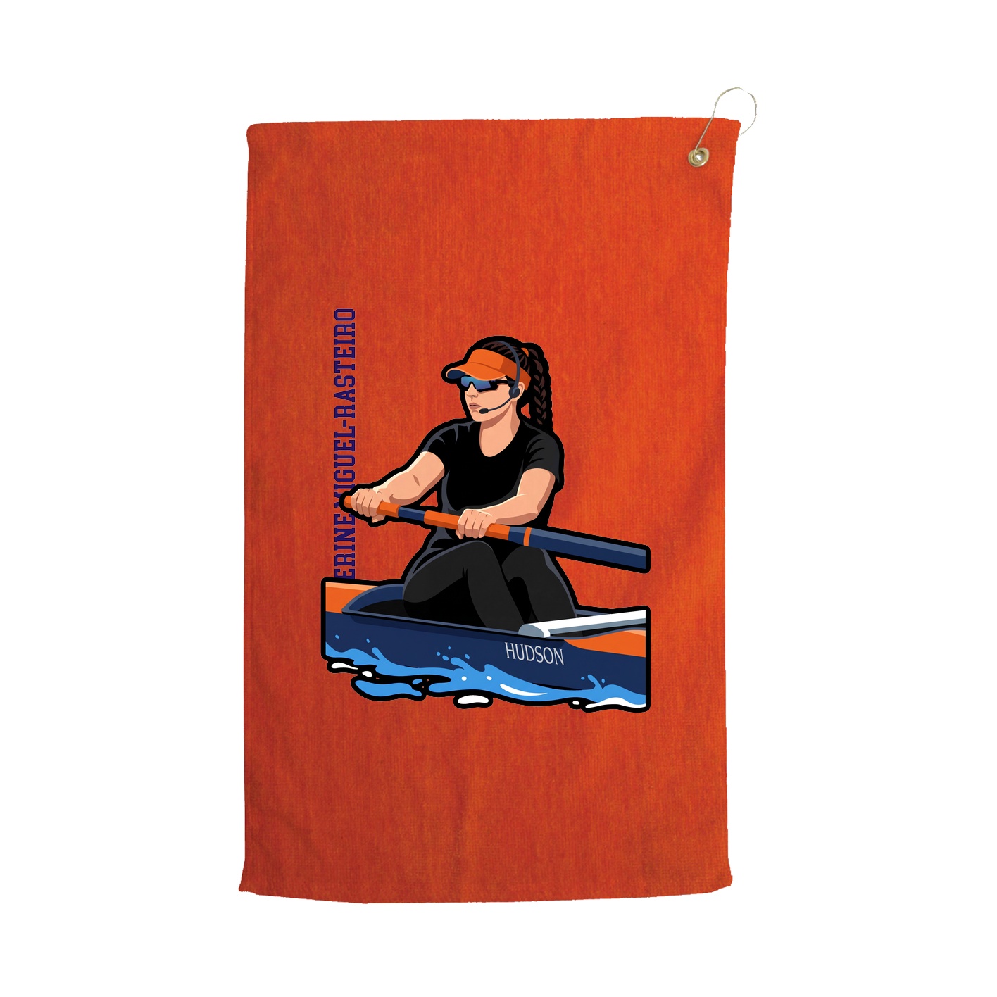 Golf Towel — Name Vertical in Orange