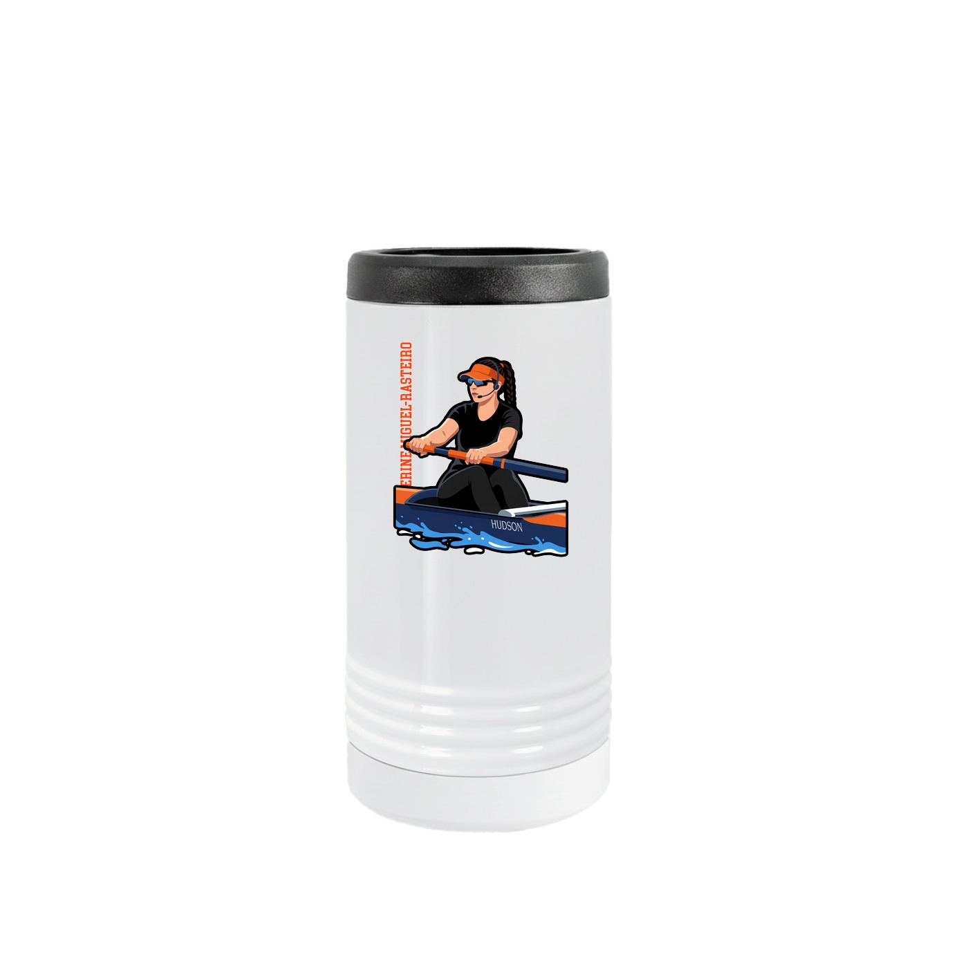 Slim Beverage Holder — Name Vertical in White