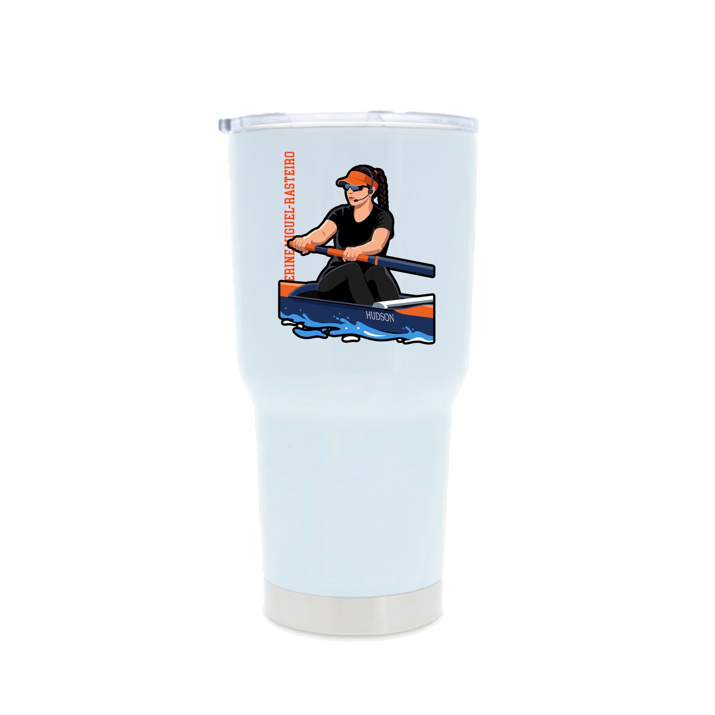 30oz Stainless Steel Tumbler — Name Vertical in White