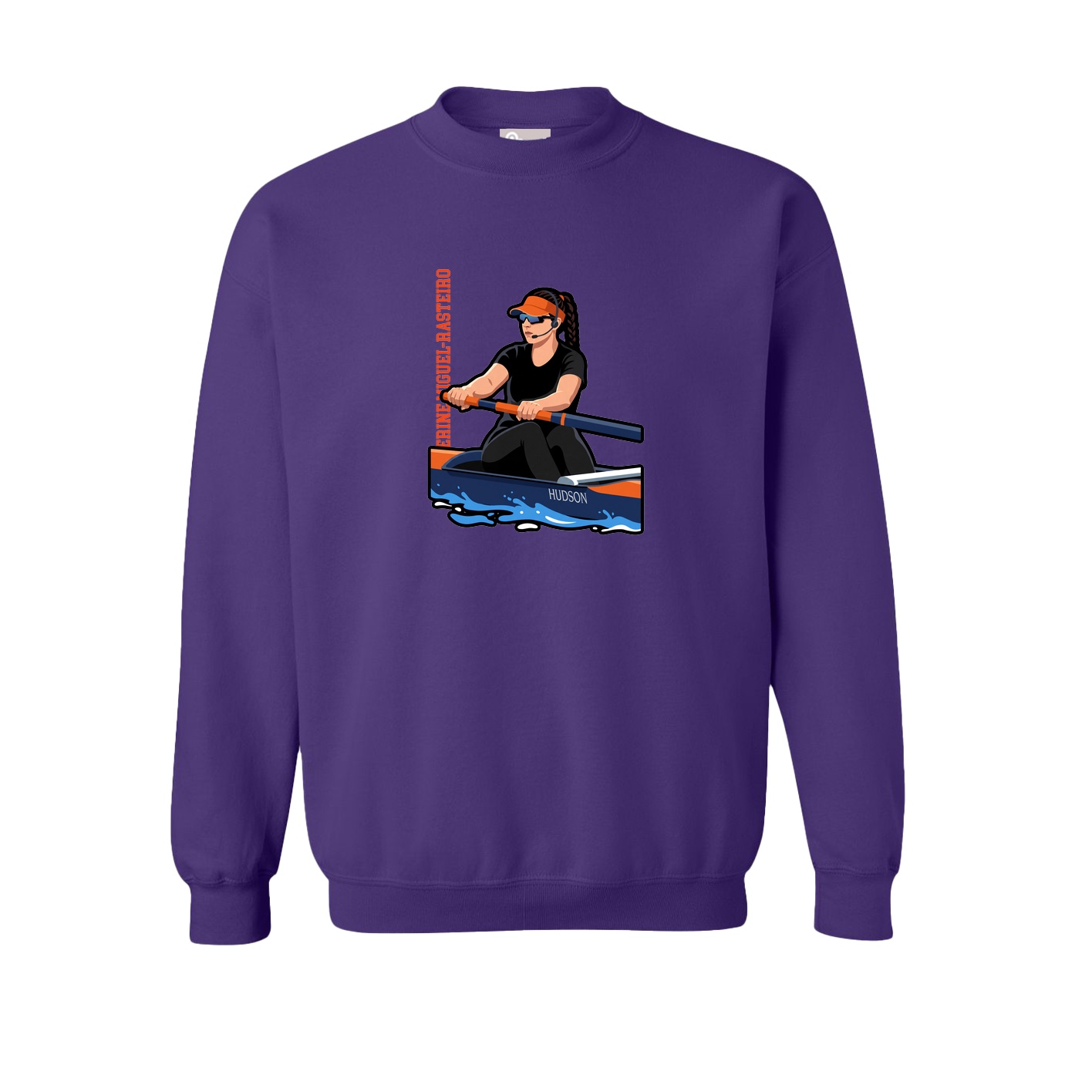 Fleece Crew — Name Vertical in Purple